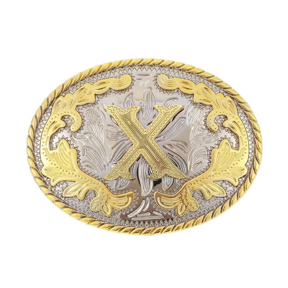 4239 Western Belt Buckle Initial Letters ABCDEFG to Y-Cowboy Rodeo Gold